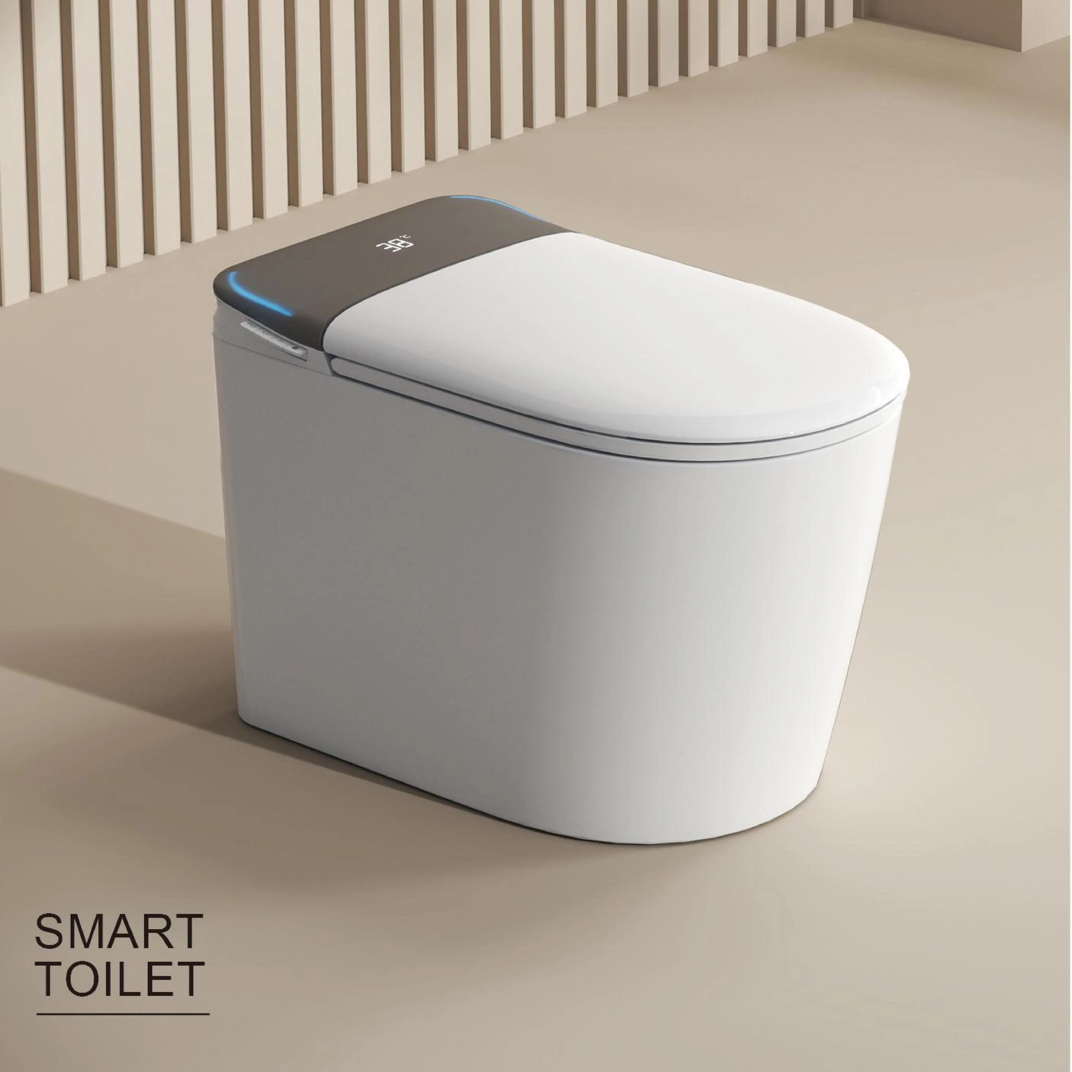Hotel Smart Bidet Toilet, Floor Mounted Elongated Auto Flush Foot Sensor Concealed Water Tank Intelligent Smart Toilet