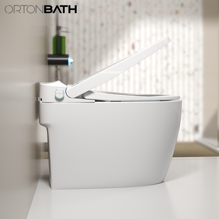 Ortonbaths Modern Toilet Auto Flush Remote Control Toilet Inodoro De Taza Bidet Combo with Bidet P Trap Intelligent Warm Seat Smart Toilet