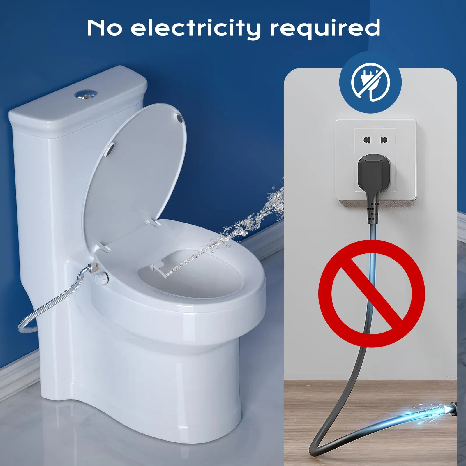 Quiet-Close Non-Electric Round Bidet Toilet Seat with Dual Nozzles