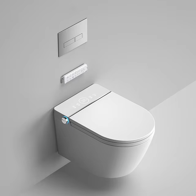 Bathroom Bidet Foot Sensor Auto Automatic Flush Intelligent Wc Complete Set Wall Hung Smart Toilet with Tank Smart Hanging Toile