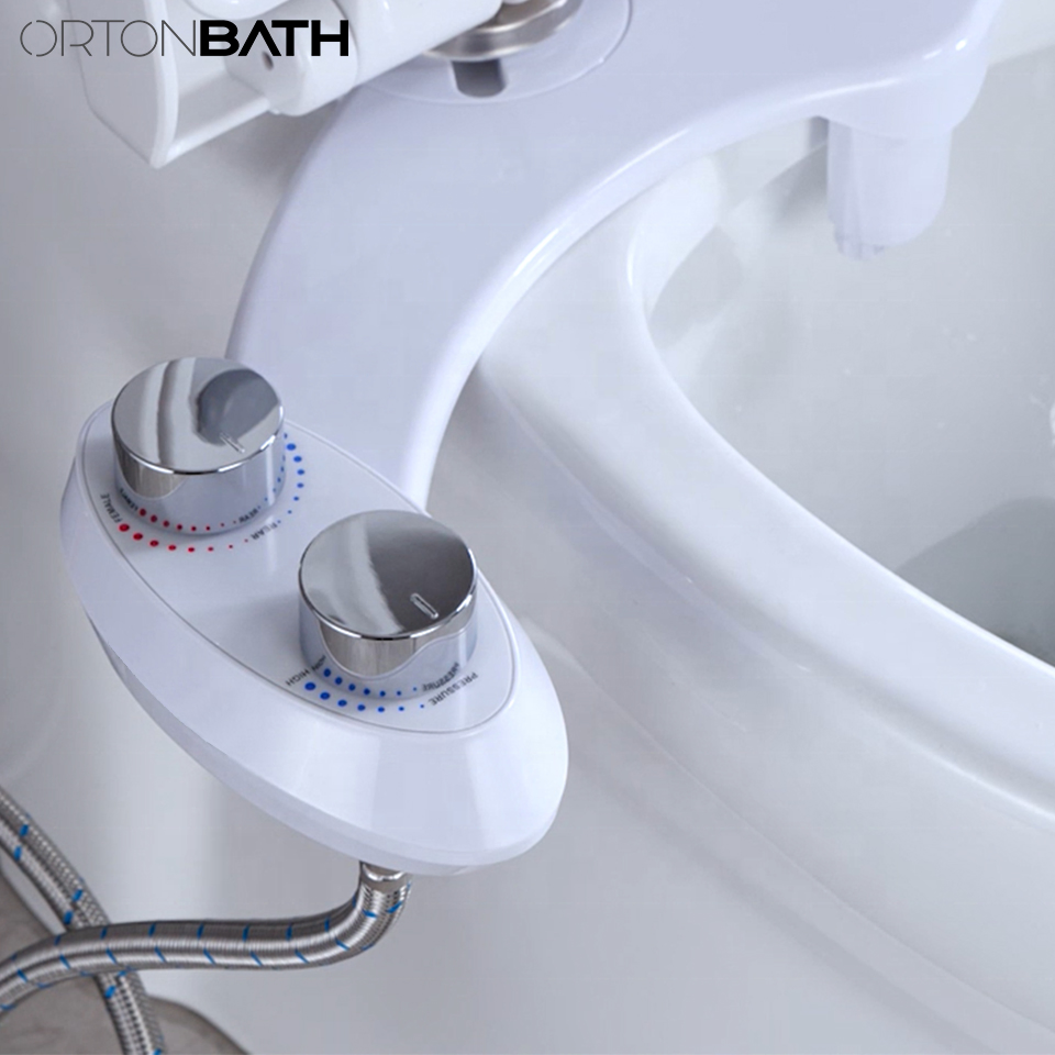 Ortonbath Ultra-Slim Bidet Attachment for Toilet Dual Nozzle Hygienic Bidets for Existing Toilets, Adjustable Wa