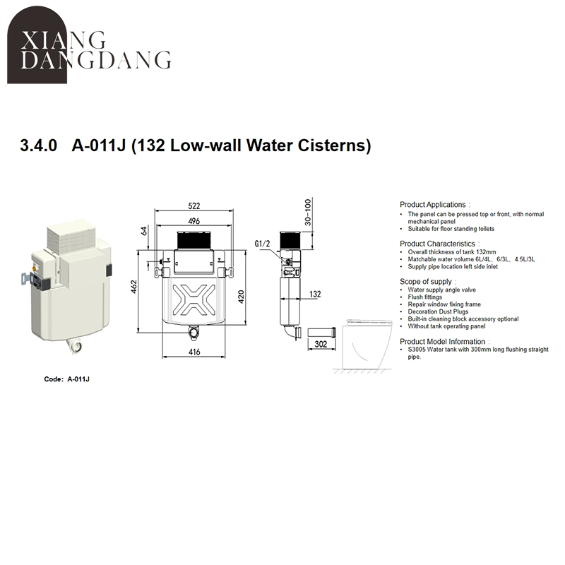 Sanitaryware Wall Hung Water Saving High Efficiency Hidden Toilet Tank