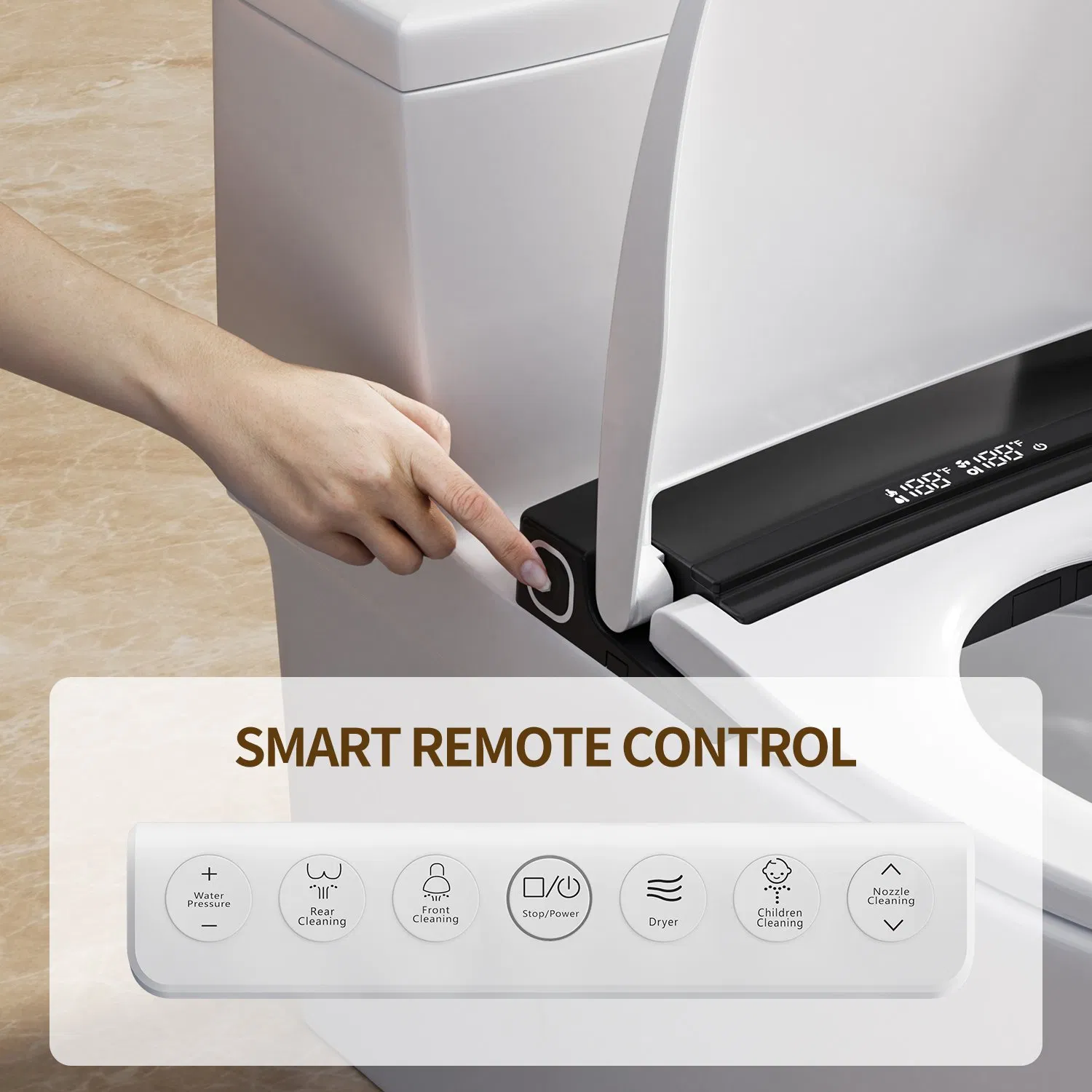 V Shape Smart Toilet Lid Auto Spray Heated Electric Bidet Cover with Remote Ultra Slim Smart Toilet Seat