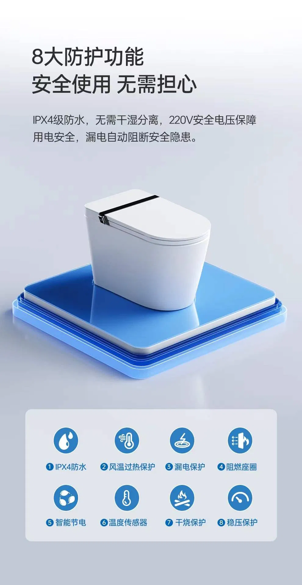 North American Design Styles Luxury Elongated Aromatherapy System Floor Standing Ceramic Glazed Smart Toilets Include Coverseats