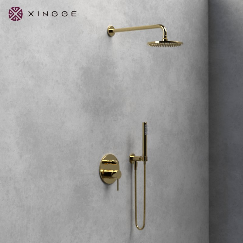 Luxury Sanitary Ware Bathroom Rain Shower Set Wall Mounted Bath Brass Shower Concealed Black Shower Faucet 2 Functions Shower Set