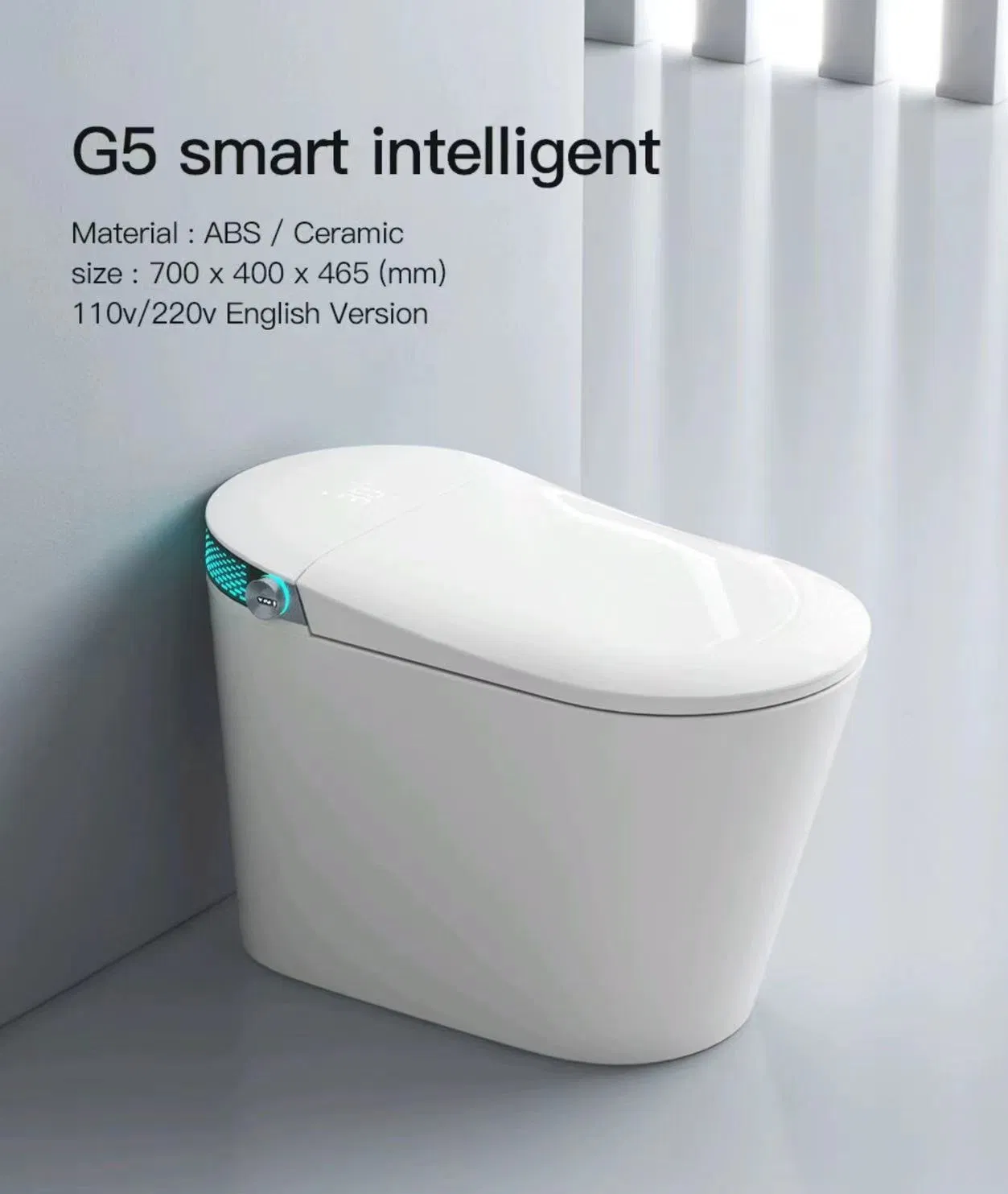 G5 White Smart Toilet, One Piece Toilet, Bidet Washing