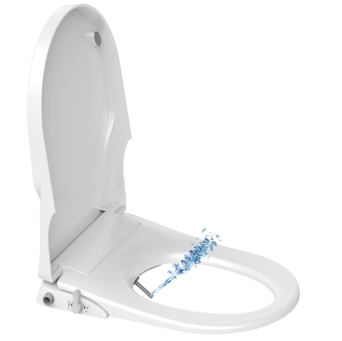 D-Shaped Soft Close Toilet Lid Dual Nozzle Self-Cleaning Bidet Seat Non Electric Elongated Shape Toilet Seat Bidet