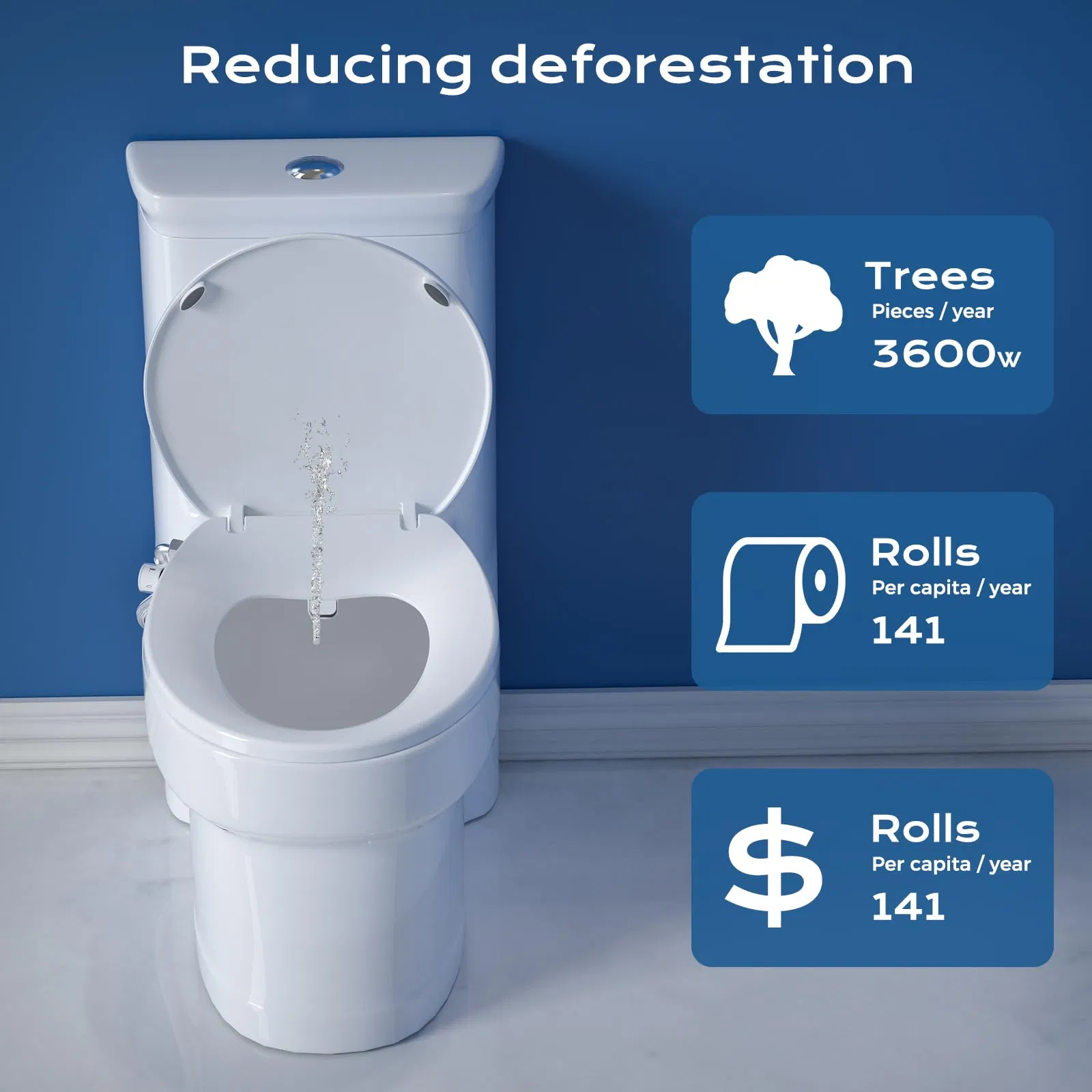 Quiet-Close Non-Electric Round Bidet Toilet Seat with Dual Nozzles