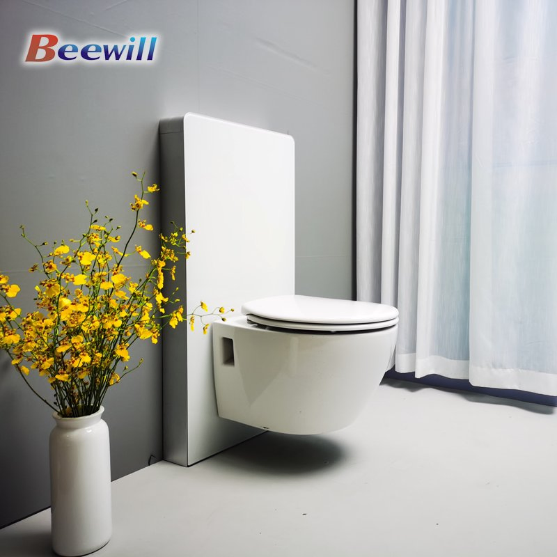 Modern Sanitary Ware Wall Hung Toilet Glass Cistern Dual Flush Toilet Tank