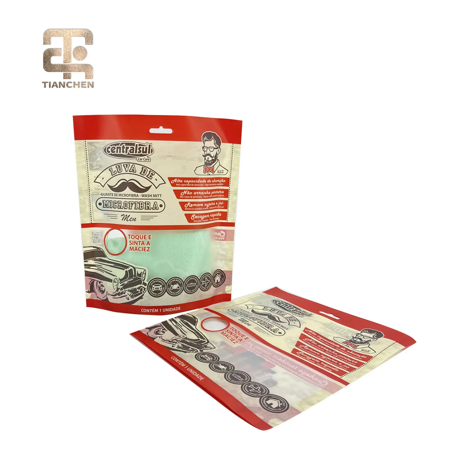China Customized Transparent Plastic Stand Pouch Bags Moisture Proof Disposable Car Beauty Store Sustainable Stylish Company, Factory