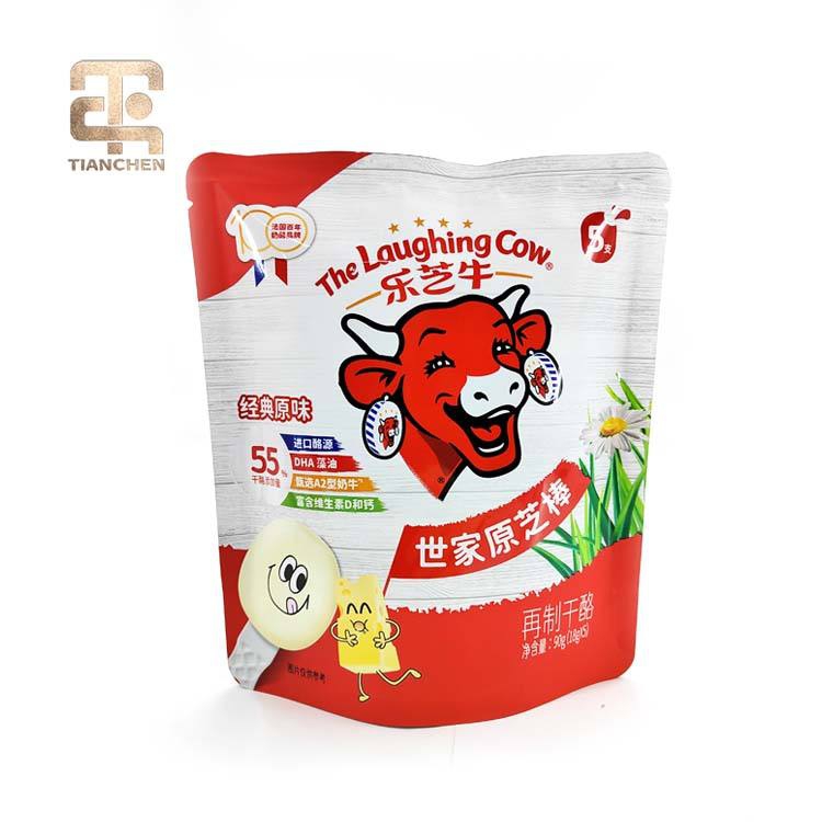 Stand up pouch cheese packing