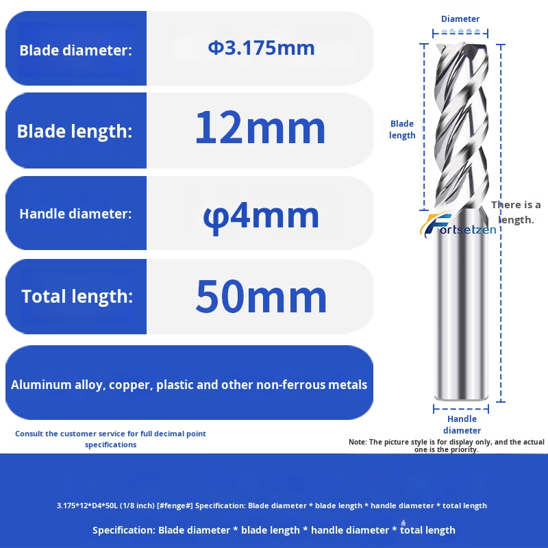 Three-Flute Carbide Milling Cutter Altin Coating Aluminum Metric Imperial 3-Flute