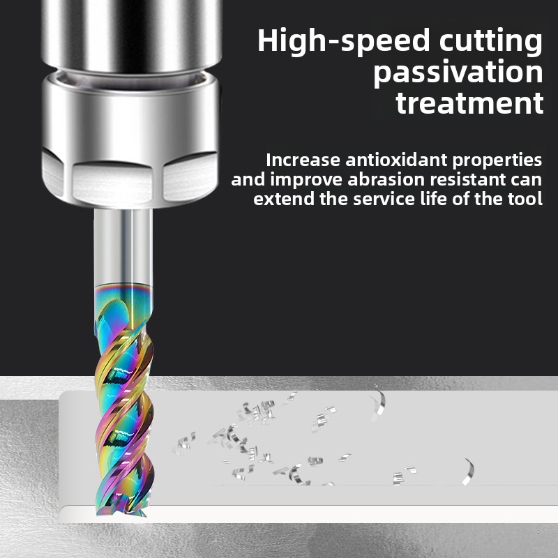 High Gloss DLC Color Coated 3-Flute U-Groove Carbide End Mill HRC55 Integral Tungsten Steel For CNC Aluminum Alloy