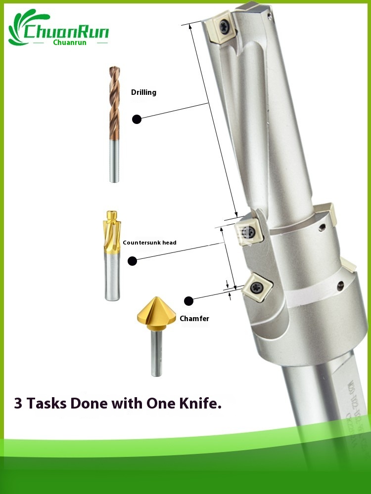 Chuanrun M8 to M24 Step Drill Multifunctional U Drill with Screw Countersunk Head Chamfered One-Time Forming Composite Drill Bit