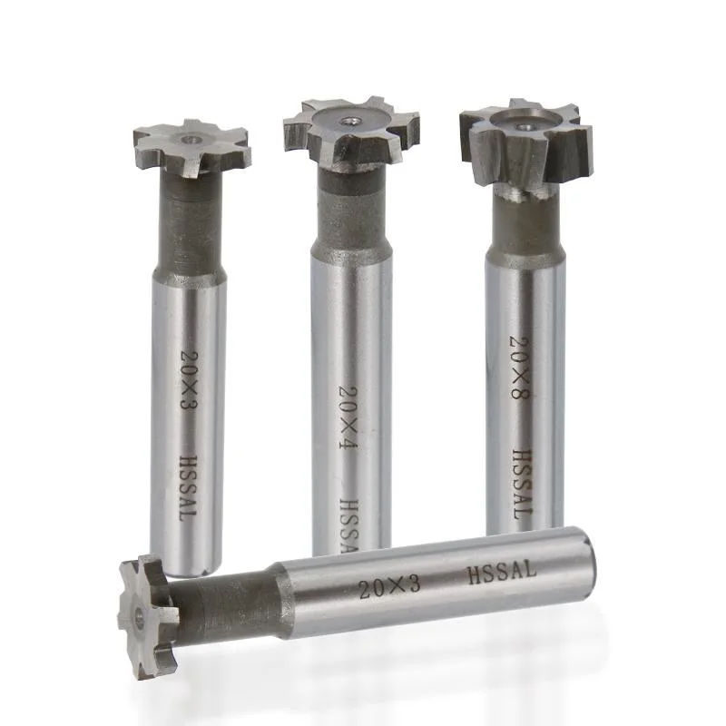 T-Slot Milling Cutter Straight Shank Carbide End Mill Welding Carbide Cutter Tungsten Steel Keyseat Cutter for Metal