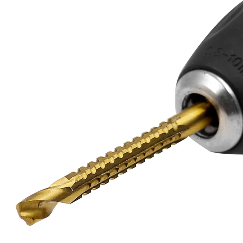 7PCs HSS Straight Groove Step Drill Bit Spiral Screw Metric Composite Tap Twist Drill Bit Set Cutting Drilling Polishing Tools