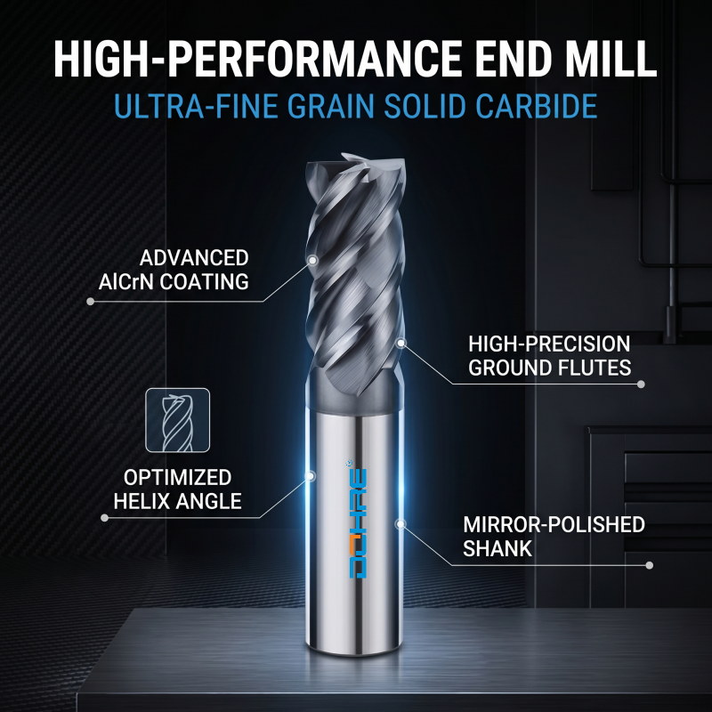 DOHRE HRC55 4 Flute High Quality Milling Cutter Tungsten Solid Carbide End Mills for Stainless Steel Cost-effective CNC Endmill