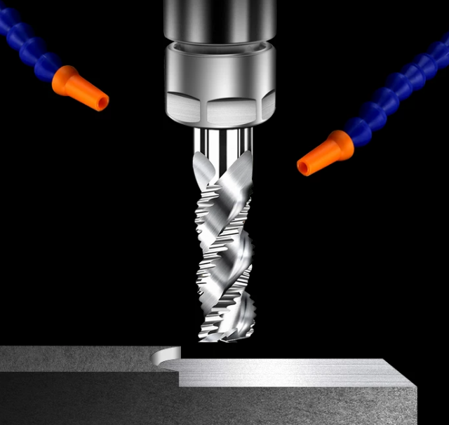 Tungsten Carbide Coated Rough Skin Flat End Mill HRC55 Degree Corrugated Wave Milling Cutter for Metal Roughing Processing