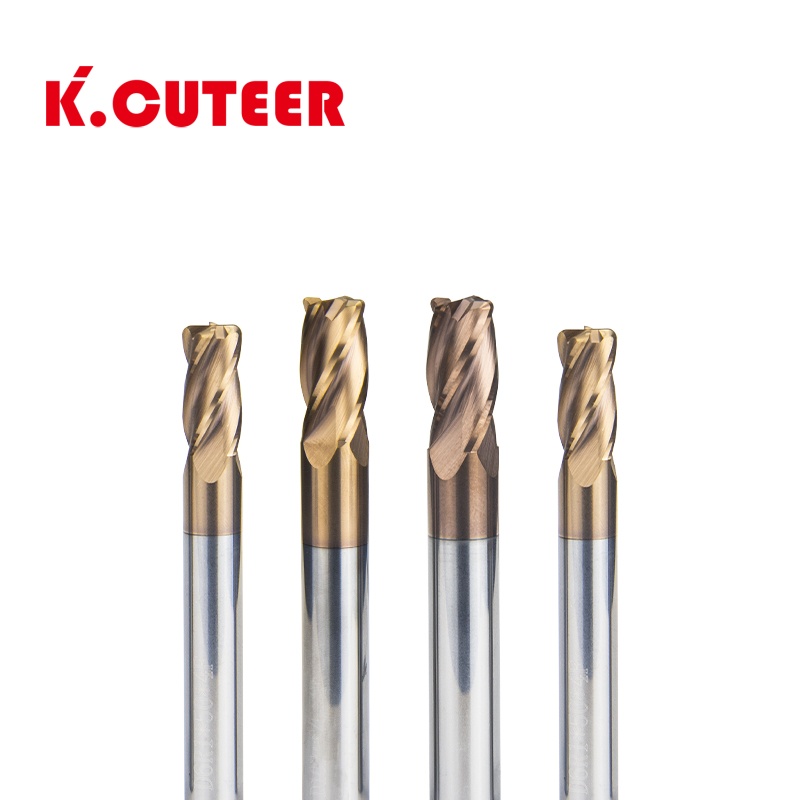 HRC60 4 Flute Carbide Corner Radius End Mill Bronze Coated Bull Nose Milling Cutter CNC Tools