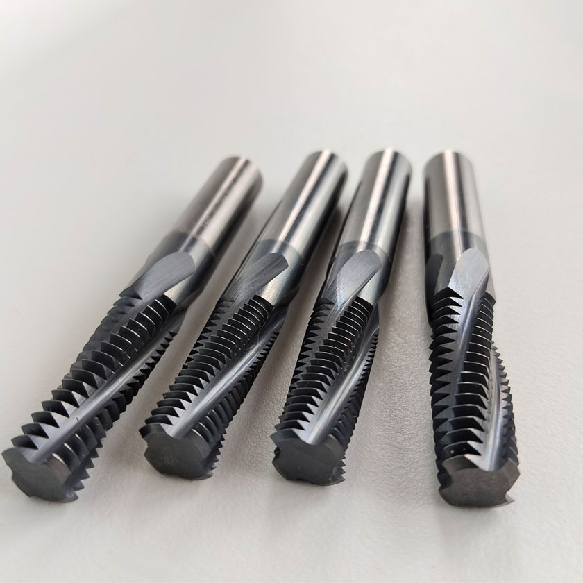 CNC45 55 60 Deg Multi-function Carbide Tungsten Steel Whole Teeth Thread Milling Cutter Full Teeth Solid Carbide Thread End Mill