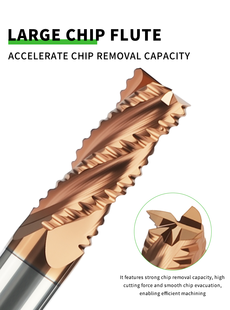 High-efficiency 3 Flute Carbide Roughing End Mill AlTin Coating OEM/ODM Customizable Cost-effective Milling Cutter CMG