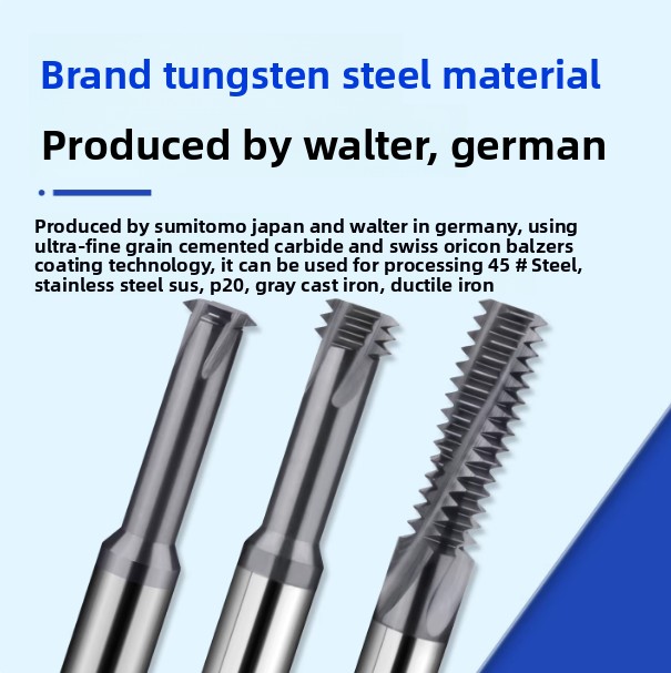 Solid Carbide Thread Mill Stainless Steel Single Flute Extended Milling Cutter for CNC Machining Center