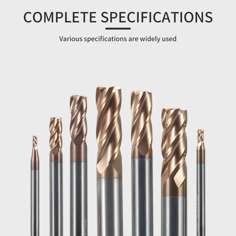 HRC60 4 Flute Carbide Corner Radius End Mill Bronze Coated Bull Nose Milling Cutter CNC Tools