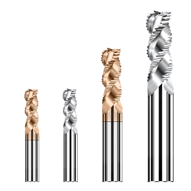 Tungsten Carbide Coated Rough Skin Flat End Mill HRC55 Degree Corrugated Wave Milling Cutter for Metal Roughing Processing