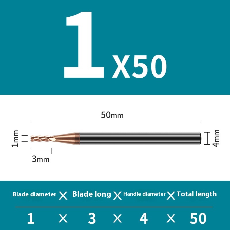 Direct Factory Supply 55 Hard Tungsten Steel Alloy 4 Flutes Four-Edge End Milling Cutter Flat-Bottomed CNC Tool Altin Coating