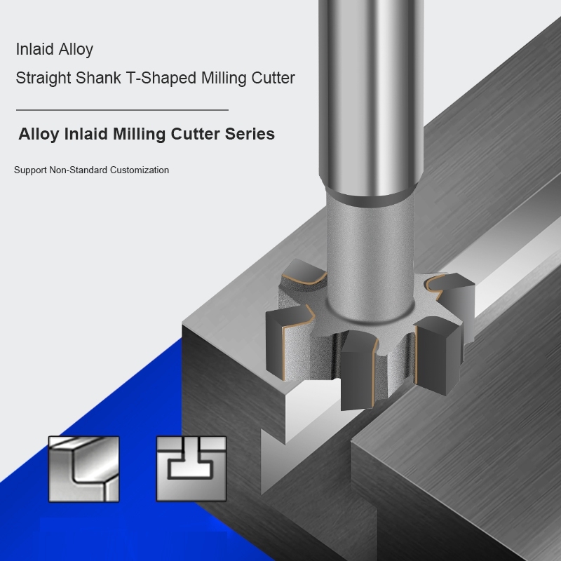 YG8 Alloy T-Slot Milling Cutter Tungsten Steel Rough Inserted Straight Shank Hardness Metal Keyway Endmills Tools for CNC