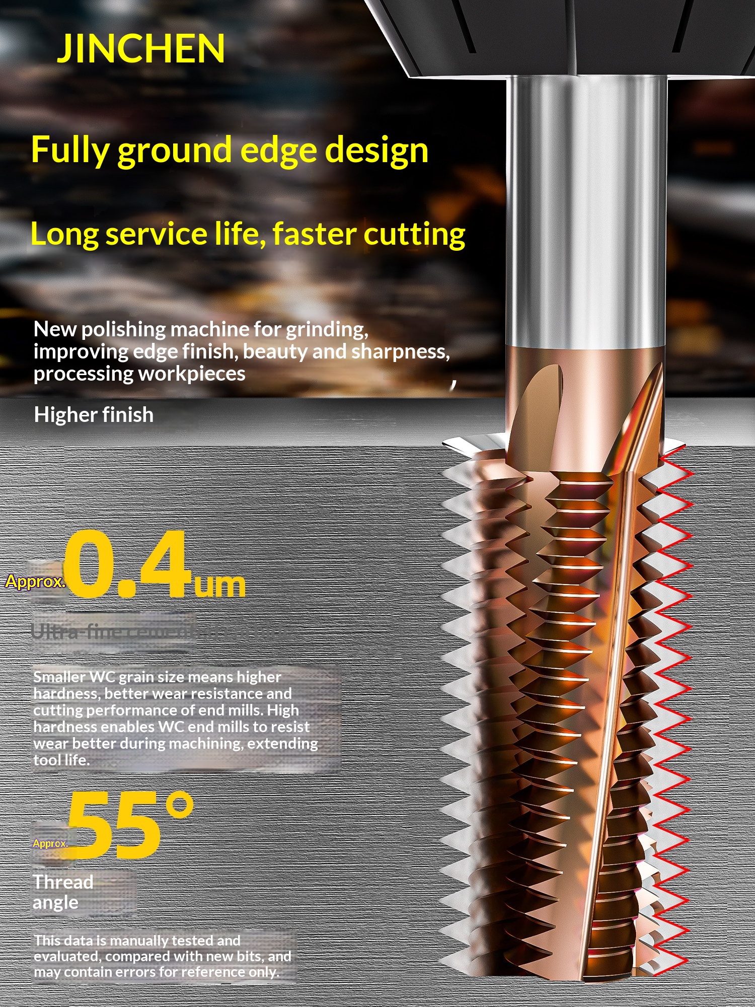 65 Degree Tungsten Steel Single-Tooth Thread Milling Cutter with Nanometer-scale Coating for Steel and Aluminum