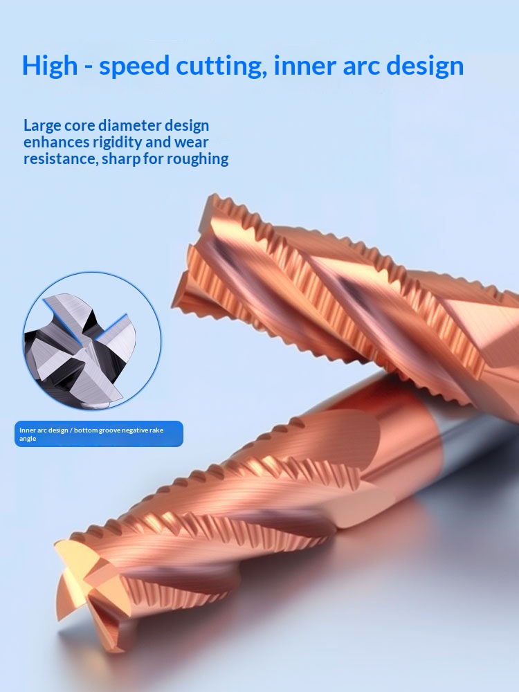 65-Degree Tungsten Steel Roughing End Mill 4-Flute Dynamic Aggressive Wavy Blade Wavy Aluminum Cutter Extended