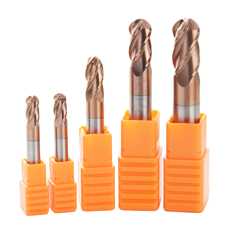 HRC55 R1 Ball Endmill Ball Nose 4 Flute Tungsten Carbide Ball Nose End Mills Cutting Tools for CNC Metal Cutter