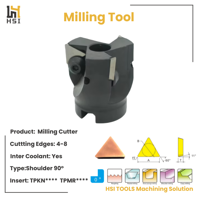 90 Degree Indexable Face Mill Cutter TP Series Square Shoulder Shell Mill for Triangle Carbide Insert CNC Machining Tools
