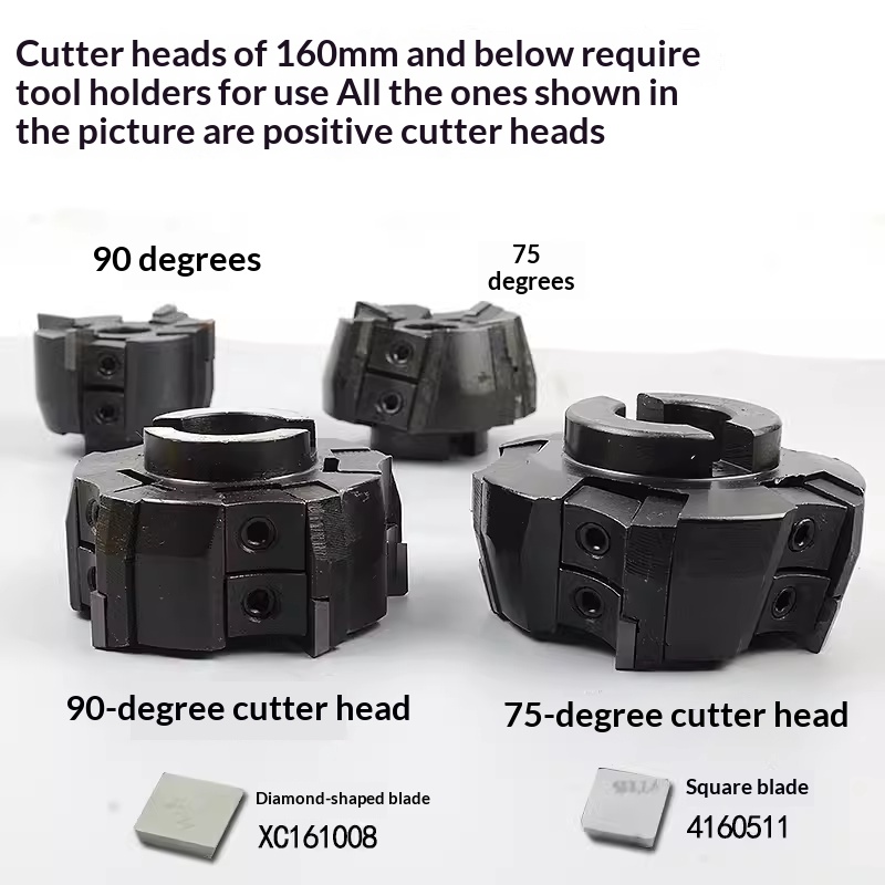 Indexable Milling Cutter Face Mill 4mm 2-flute 100 125 160 200 250 75-degree Flat 90-degree Right-angle Steel/Cast