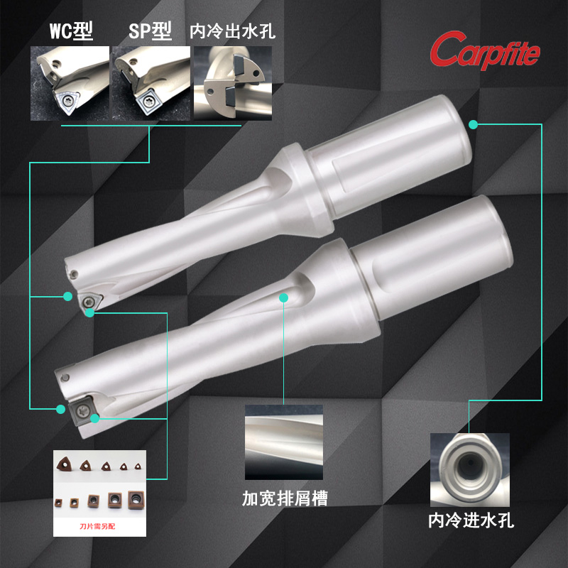 Indexable drills with WC types and SP types