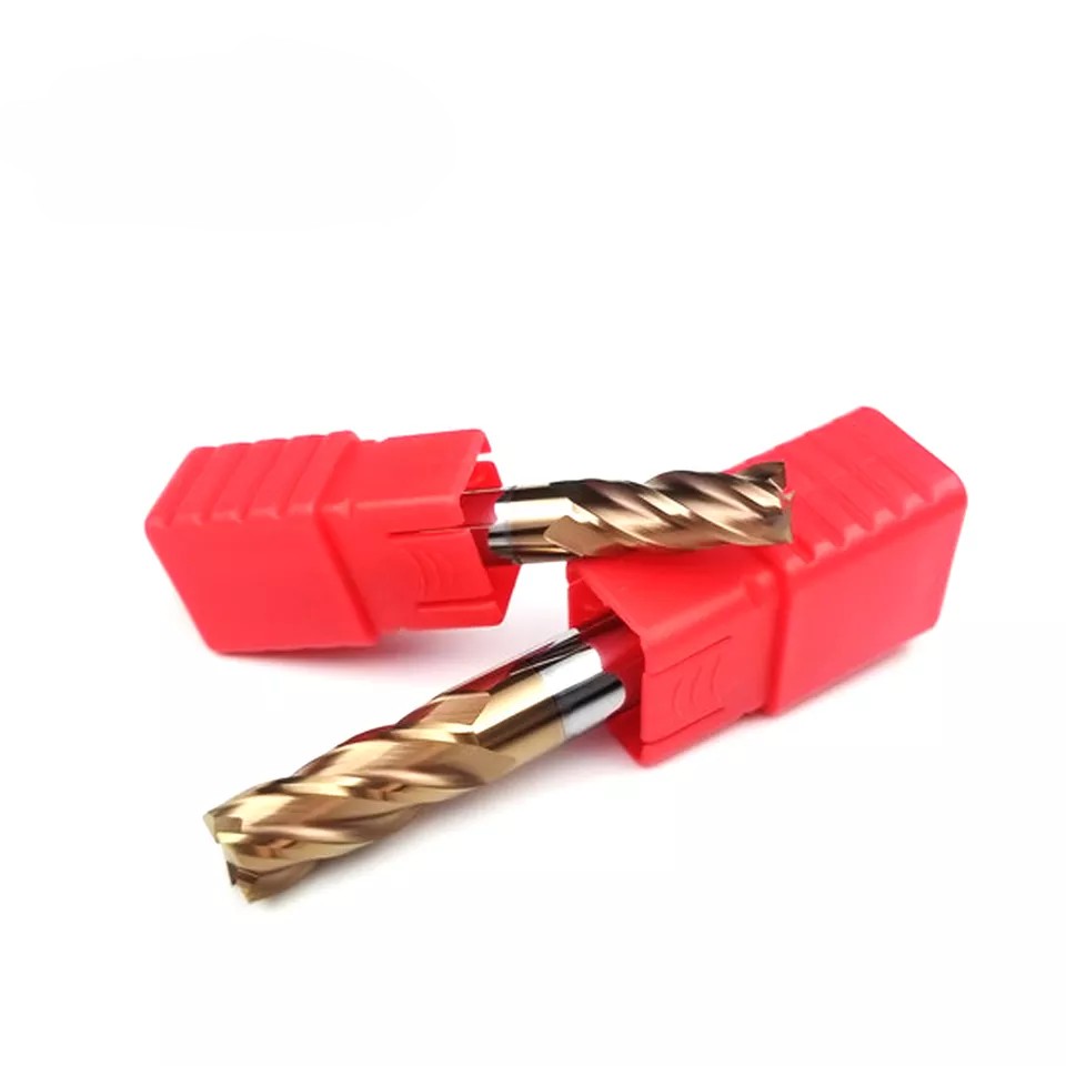 MTS HRC55 Bronze TiSiN Coated 4-Flute Wave-Tooth Solid Carbide Roughing Flat End Mill OEM High Precision CNC Machine Tooling