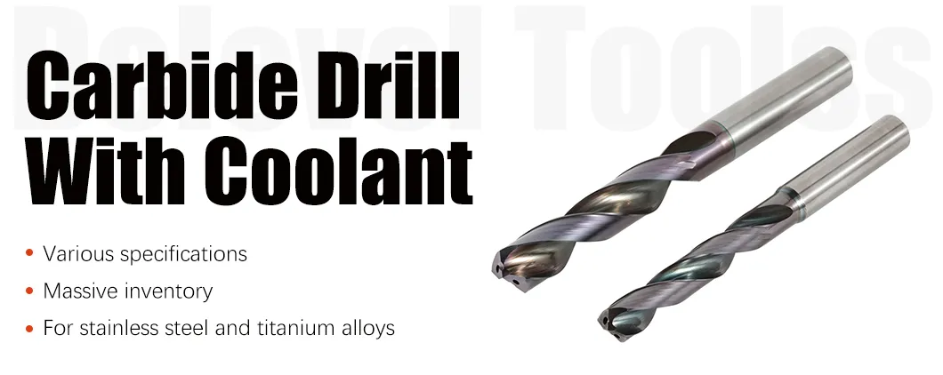 HRC55 Solid Carbide 2 Flutes Coolant Hole Long Carbide Twist Drill Bits