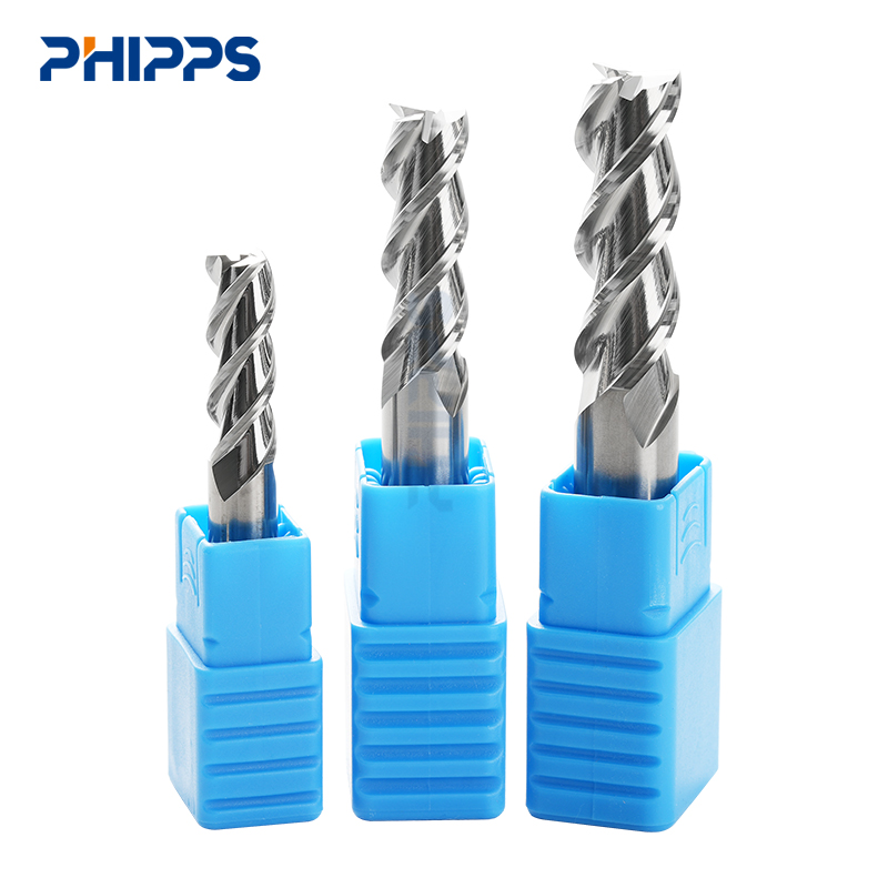 HRC55 45 Degree Milling Cutter 2 3 Flute Carbide End Mills For Aluminum D18