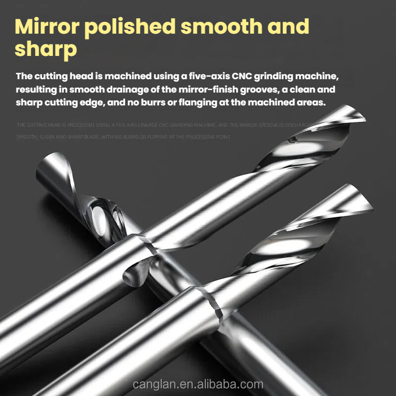 Single Flute AlTin Tungsten Carbide End Mill For Aluminum Non-Ferrous Metals Wood Plastic High Speed CNC Router Bit OEM/ODM
