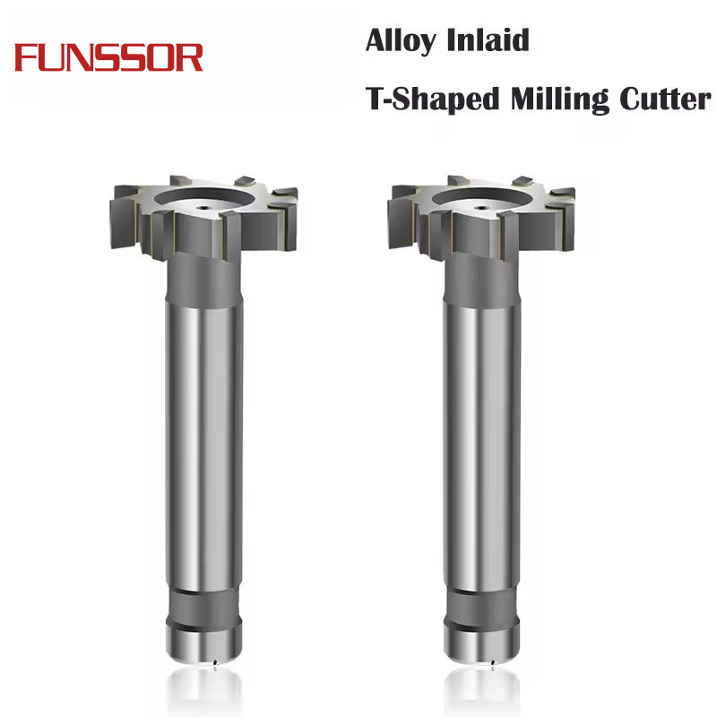 YG8 Alloy T-Slot Milling Cutter Tungsten Steel Rough Inserted Straight Shank Hardness Metal Keyway Endmills Tools for CNC