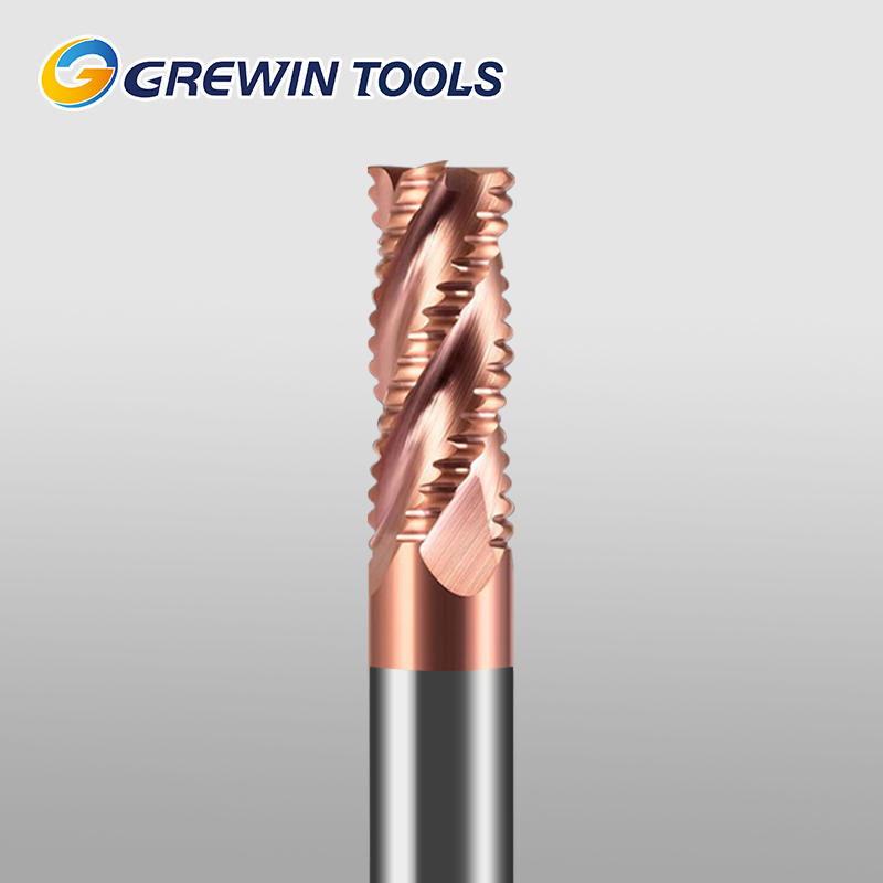 Grewin 4 Flute Roughing End Mill Basic Type Wave Edge Nano Coated Milling Cutter for Alloy Steel Die Steel Cast Iron