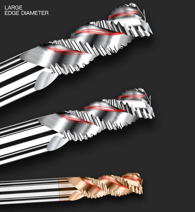 Tungsten Carbide Coated Rough Skin Flat End Mill HRC55 Degree Corrugated Wave Milling Cutter for Metal Roughing Processing