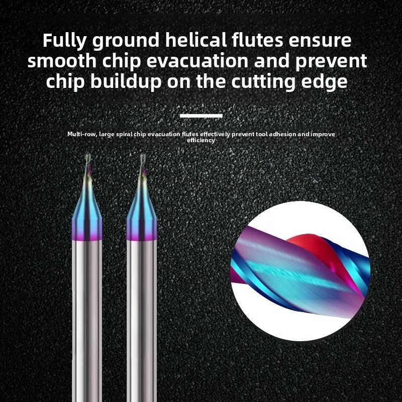 High Precision R0.15 Micro 50mm Ball Nose End Mill Altin Coated 2 Flutes Dlc Coated End Mill For Aluminium