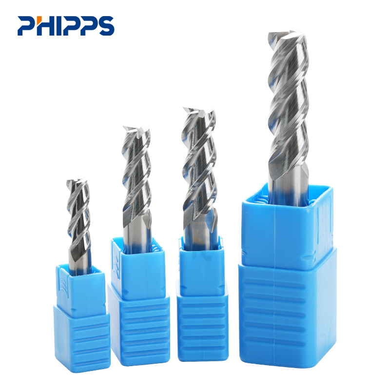 HRC55 45 Degree Milling Cutter 2 3 Flute Carbide End Mills For Aluminum D18