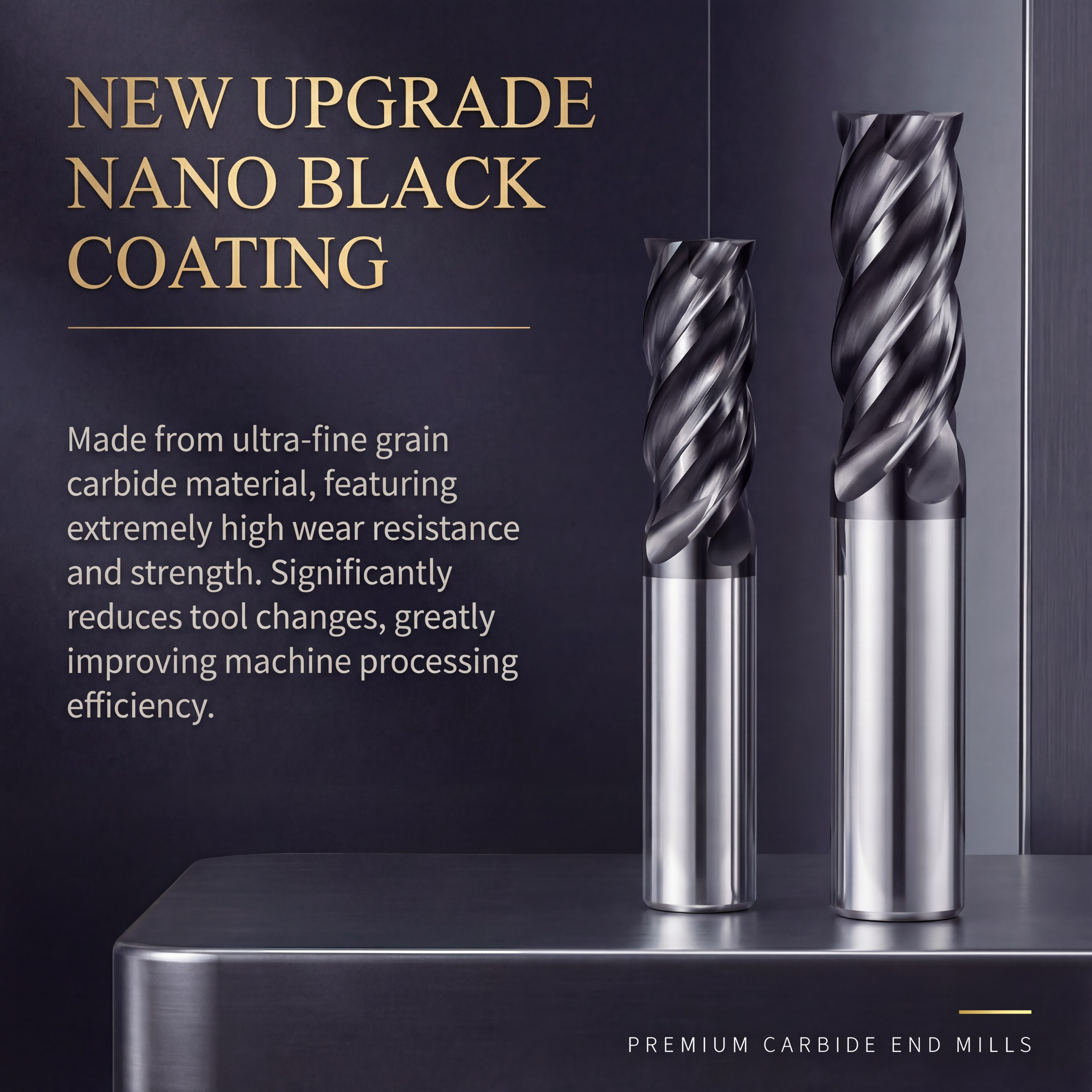 Ultra-Fine Grain Carbide End Mill HRC55/65 4 Flute Flat Nose High Precision CNC Milling Cutter Manufacturer Direct