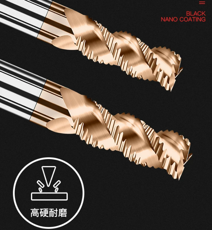 Tungsten Carbide Coated Rough Skin Flat End Mill HRC55 Degree Corrugated Wave Milling Cutter for Metal Roughing Processing