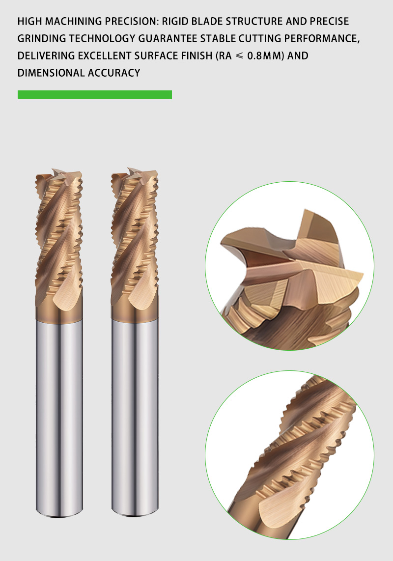 High Speed Steel Roughing End Mill Wave Edge Rough Machine Cutter HRC65 AlTin OEM for CNC Machining Center Steel/Stainless