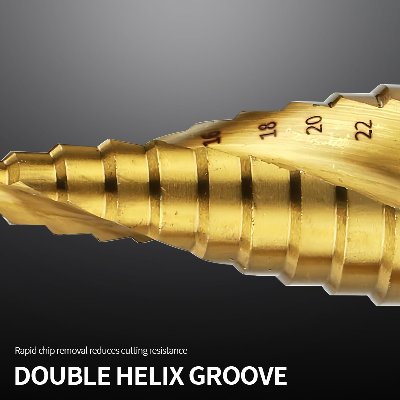 Hexagonal Handle Straight groove Titanium Plated Step Drill 3-12/4-12/4-20 Boxed Reaming Step Drill Pagoda Drilling Bit Set