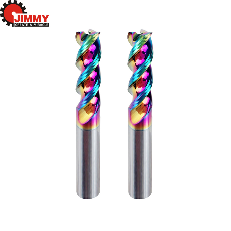 Jimmy HRC55 Carbide End Mill for Colored Aluminum 3 Flute Mirror Finish ALC Coating OEM/ODM for 6061/7075 CNC Machining Centers